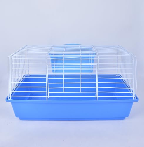 Pet's Solution - Gabbia per Coniglio Nano e Piccoli Roditori, con Portafieno e Doppia Apertura - Blu 64x36x35,5h cm