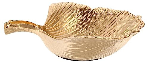 WRITWAA Plateau Bijoux Doré Forme De Ginkgo Organisateur Petit Plateau Pour Bagues Montres Et Colliers Support Décoratif Multifonction Pour Maison Et Bureau