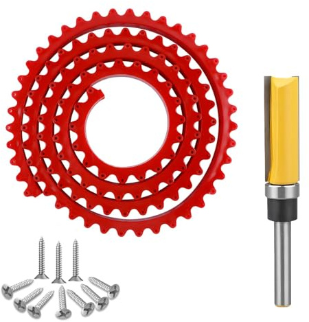 2 Meter Zahnradkette, Frässchablone Oberfräse, Wiederverwendbar und Frei Biegbar, mit Fräser 8mm Schaft und 10 Schrauben, Geeignet für die Holzbearbeitung zur Herstellung Komplexer Formen (2)