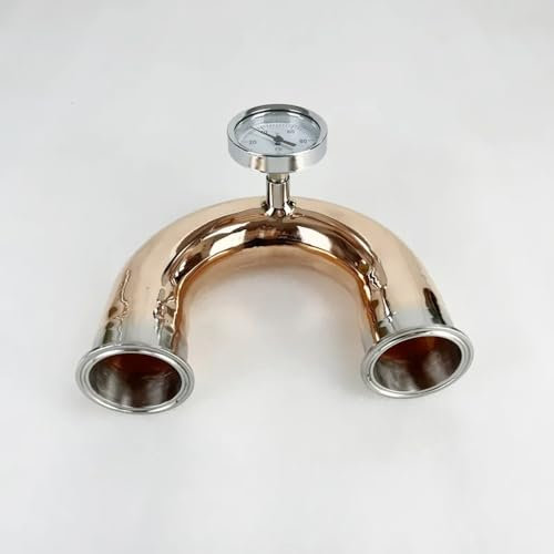 Gomito in Rame Tri-clamp da 2 (51 Mm) OD64 Mm A 180 Gradi con Filettatura Femmina da 1/4 E Raccordo A U(Fit)