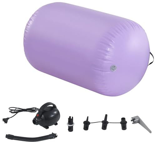 BSTSEL Gymnastik-Rollmatte, 60/75/90 cm, aufblasbare Luftgymnastik-Trainingsmatten, Gymnastik-Tracks für Zuhause/Schule/Training mit Pumpe (lila, 100 x 90 cm)