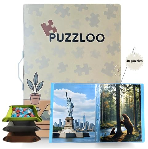 Puzzloo Classeur Puzzle 1000 Pièces – 20 Pochettes Double Face, 6 Plateaux de Tri – Album Rangement Antipoussière, Pochette Transparente Intégrée – Marque Française