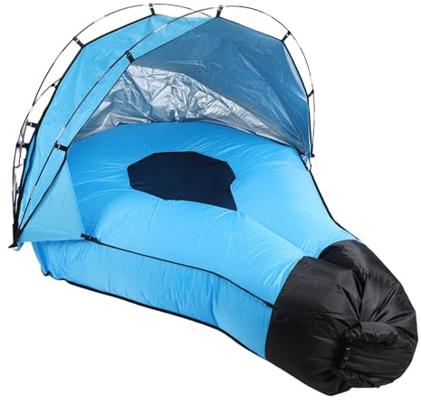 Focket Aufblasbare Liegeluftsofa mit Sonnenschatten, Tragbare wasserdichte Blow -up -Couch mit Abnehmbarem Baldachin, für Camping Beach Wanderungen Hinterhof Im Freien Entspannung
