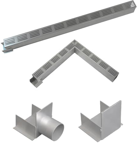 MD technic Alu-Slimline Rinne 100 cm Rinnenelement 100 cm | Entwässerungsrinne, Aluminium Rinne & Rost, silber eloxiert, 60 mm Breite, 80mm Hoch, für Terrasse & Garten