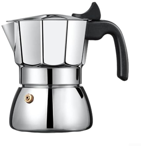Todikaper Italian Stovetop Espresso Coffee Maker, Stainless Steel Moka Pot with Even Heat Distribution for Gas and Induction Hobs, for Kitchen and Outdoor Camping, Silver(150ML)