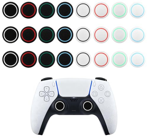 24PCS Thumb Grips, Silicone Non slip Controller Grips, Noctilucent Joystick Controller Performance Replacement Compatible with PS2, PS3, PS4, PS5, Xbox 360, Xbox One, Switch Pro Controller