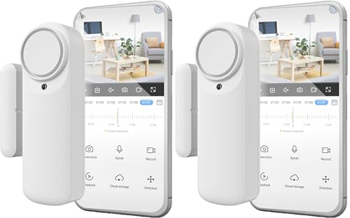 Nivian Intelligenter WLAN-Türalarm, magnetischer Türsensor, kabellos mit mobiler App, Echtzeit-Benachrichtigungen, manuelle Taste, Sirene 100 dB (Einheit) (Packung mit 2)