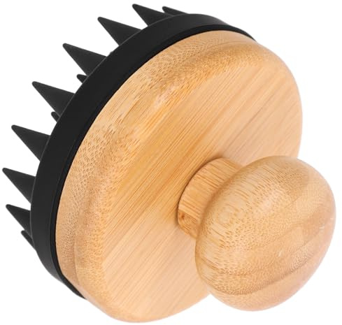 SEWOART Kopfhautbürste aus Silikon mit Massagefunktion und Bambusgriff Schwarz Sanfte Reinigung und Kopfhautmassage für Gesundes Haar Duschbürste für Tägliche Anwendung