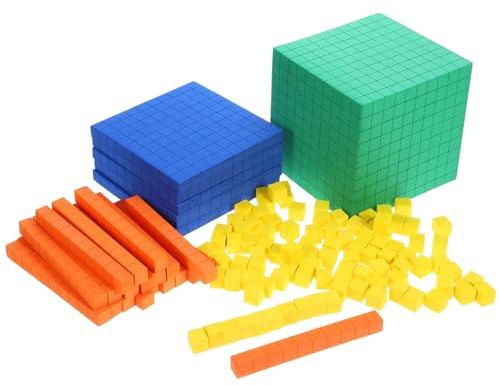 MOLUCKFU Juego de Bloques de Matemáticas, Cubos de Plástico Coloridos, Material de Aprendizaje Educativo Unidades, Decenas, Centenas y Millares, Adecuado para Enseñanza Primaria