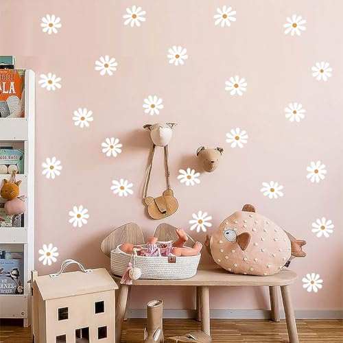 BCHMN Wandtattoo Kinderzimmer Deko, Gänseblümchen Home Decor Wandsticker, 72 Stück, Wasserfest, Floral Home Decor, Botanisch, Sticker