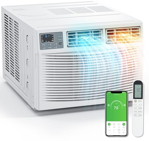 Bonnlo 8000BTU Window Air Conditioner with Heat & Timer, Wi-Fi Enabled Window AC Unit Works with Alexa & Google Assistant & Easy Installation Kit for Rooms up to 350 Sq.Ft, 115V/60Hz