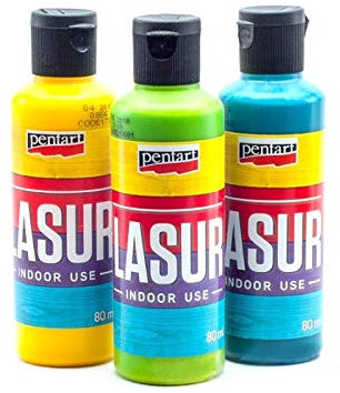 Zita's Creative Holzlasur für Innenbereich 3x80ml - Set 1. Lasurfarbe, Bastelfarbe