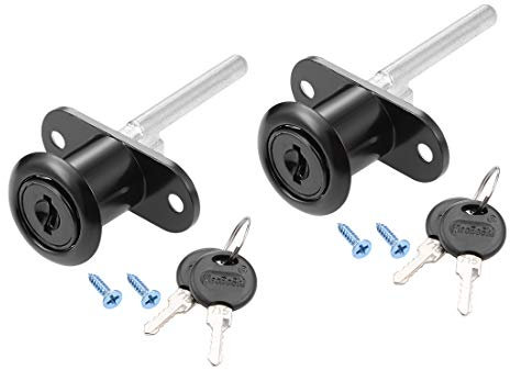 sourcing map Drawer Desk Wardrobe Cabinet Plunger Lock, 5/8 Cylinder Diameter 13/16 Cylinder Length, Zinc Alloy Black Surface, Keyed Different 2Pcs