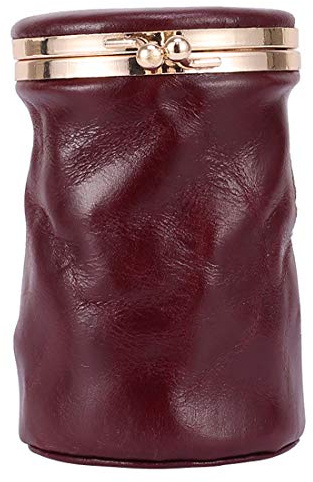 Aileder Lippenstift-Etui mit Spiegel, echtes Leder, kleine Reise-Make-up-Kosmetiktasche, Aufbewahrungsset für Frauen und Mädchen, Mini-Münzgeldbörse, weinrot, S, Retro-Stil