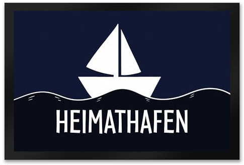 trendaffe Heimathafen Fußmatte mit Schiff und Meeresmotiv