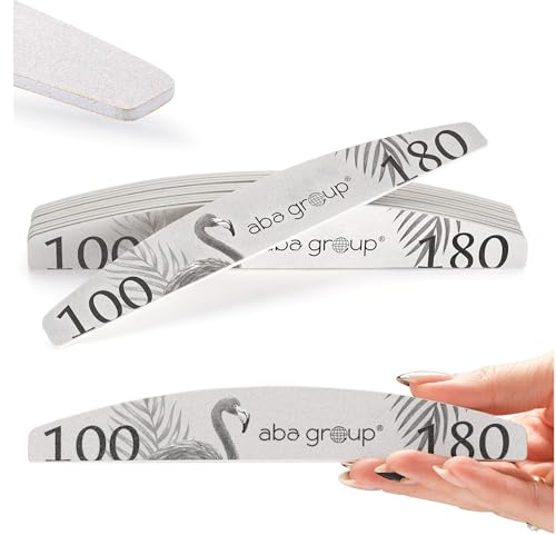 Aba Group Nagelfeile Set Professionell - Doppelseitig Nagelfeilen für Gelnägel - Nagelpfeile Slim (2mm) 10 Stück - Feilen für Gelnägel Gradation 100/180 - Nagelskötsel och Stylingverktyg – Halvmåneform