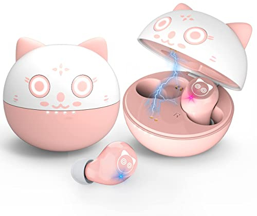 Cuffie Bluetooth, Gatto Rosa Auricolari Bluetooth 5.0 Senza Fili con Controllo Touch e Microfono, 32 Ore di Riproduzione Impermeabile IPX5 Bassi Profondi Cuffie per iPhone/Samsung/Xiaomi/Huawei