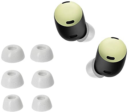 kwmobile Gommini Auricolari Memory Foam Set da 6 Compatibile con Google Pixel Buds Pro - Gommini Cuffie In Ear Schiuma - 3 Size bianco