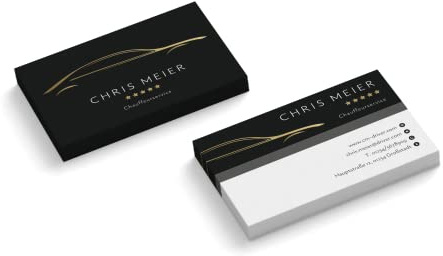 Visitenkarten personalisiert | Design Chauffeurservice | 2-seitig | Querformat | Menge + Papier zur Auswahl | selbst gestalten | hochwertiger Druck | 350 g Qualitätsdruck (50 Stück)