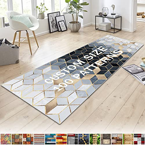 WTHYGB Benutzerdefinierte Größe Teppich Läufer für Flur Küche Wohnzimmer Schlafzimmer, rutschfest Waschbar Teppichlaeufer, Polyester Dauerhaft, 100 Muster, 6mm Dicke Küchenläufer