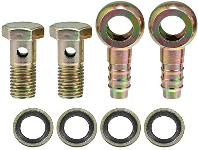 QUARKZMAN Banjo Bolzen Schlauch Fittings Für Bremsanlage M12x1.5 2 Satz | Bronze, M12x1.5, 12mm ID/OD, 33x19mm, 48x24mm, Für Motor, Luft- & Kraftstoffzufuhr, Inkl. 2 Schrauben & 4 Unterlegscheiben
