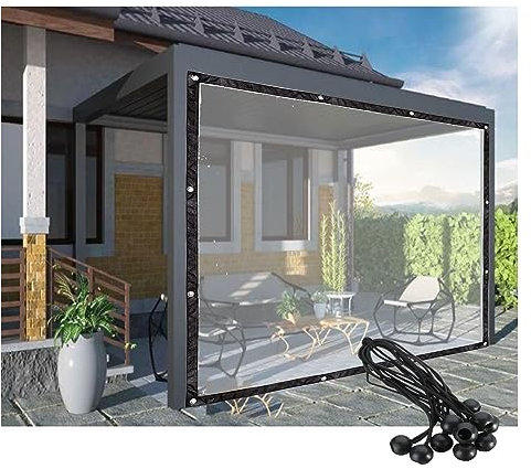 MYJIO Planenvorhänge für den Außenbereich Transparente Pergola-Seitenwände Wasserdicht, Terrassenüberdachung Seitenwand mit Ösen Reißfest, Anpassbar (Color : Clear, Size : 2.4x7m/7.87x22.96ft)