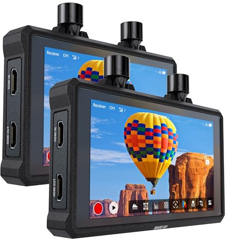 Hollyland Mars M1 Enhanced Kamera Field Monitor 4K HDMI & SDI Video Funkstrecke Reichweite 150m Latenz 0.08s FHD 1920x1080 1000nit 5.5 Touch 3D LUT APP Videoüberwachung DC-Out Schnittstelle (2 Set)