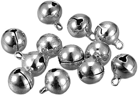 ENESEA Exquisite Glöckchen, Jingle Bells, 12 mm, 100 Stück, kleine Glöckchen for Basteln, DIY, Weihnachtsdekoration, silberfarben