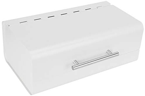 Caja de Pan de Metal, Contenedor de Almacenamiento de Pan de Gran Capacidad con Tapa, Organizador de Almacenamiento de Alimentos, Contenedor de Productos Horneados para Encimera de Cocina, Color Blanc