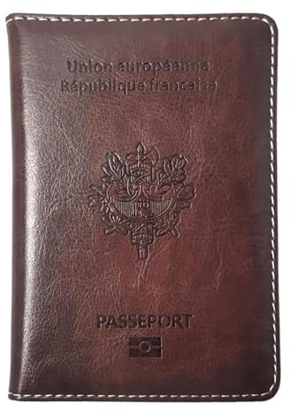 Rumgug Reisepasshülle, Reisepass Schutzhülle, Reisepasshülle Leder, Kunstleder Passport Hülle, Passport Cover mit RFID-Blocker, Passport Holder für Damen Herren (Braun)