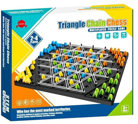 Chain Triangle Chess Game, Triangle Chain Strategy Board Game, Interactive Peg Game Educational Brain Teaser Strategy Puzzle Toy for Adults and Kids