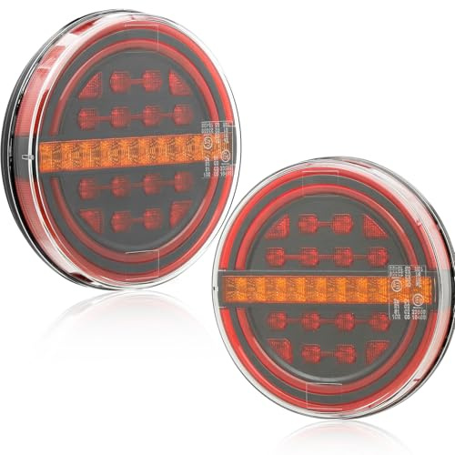 ETUKER 2xAnhänger Rückleuchten Rund Led 4Funktion 12/24v Beleuchtung Anhänger Lichter LED Wasserdicht