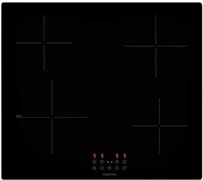 Willow WIH60T 60cm Induction Hob, Electric Hob Cooktop with Four Cooking Zones, Ceramic Hob with Touch Controls, Boost Function, Black