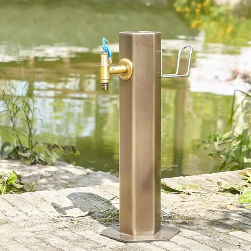 Colonna D'acqua da Giardino Verticale in Acciaio Inossidabile, Fontana da Giardino Esterno con Rubinetto in Rame Pieno, Rubinetto Antigelo a Pavimento for Irrigazione e Irrigazione(50cm/9.7in)