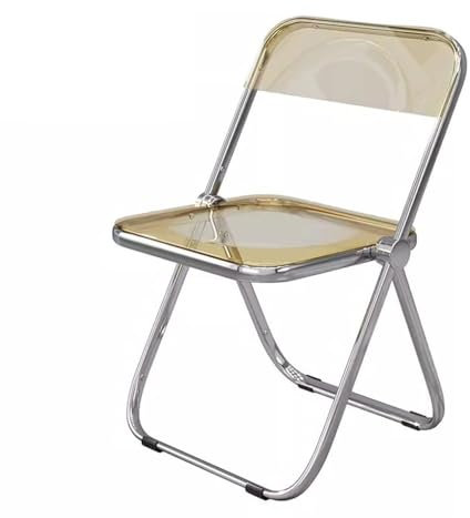 Moderner Klappstuhl, transparenter Akzentstuhl, tragbarer Eventstuhl, ergonomischer Schminkstuhl, kommerzieller Sitz, platzsparend, Faltbare Besucherstühle (gelb)