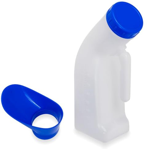 Urinal pour femmes et hommes 1000ml, ARNOMED urinoir avec couvercle & embout supplémentaire, urinoir anti-fuites pour les déplacements, Urinella pour femmes avec anse, urinoir laiteux pour hommes