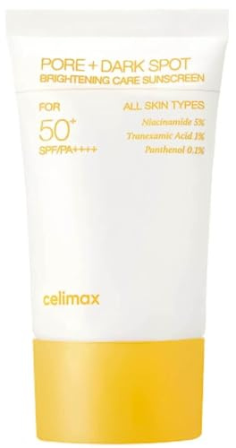 CELIMAX Ansiktssolskydd SPF50+ PA ++++ - Porer + Dark Spot Brightening Care - med niacinamid 5 % och tranexsyra 1 % - Blocker för ansikte, porer och fläckar - 50 ml