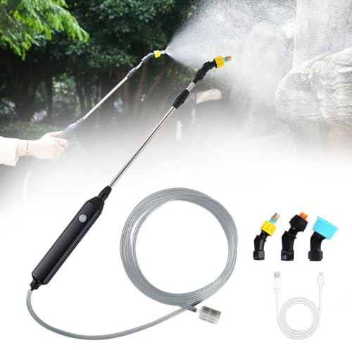 KBIBCK Electric Garden Sprayer, Battery Powered Sprayer with Telescopic Wand, 3 Nozzles, 5M/3M Hose Mister Sprayers, Portable Weed Sprayers Pump, Electric PlantSprayer for Yard Lawn Plant (3M Hose)