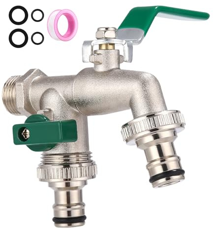 FAOKZE Robinet double 3/4 pouce,Robinet exterieur jardin avec 2x 3/4 pouce,Premium antigel double robinet de jardin extérieur,pour jardin, ménage, industrie