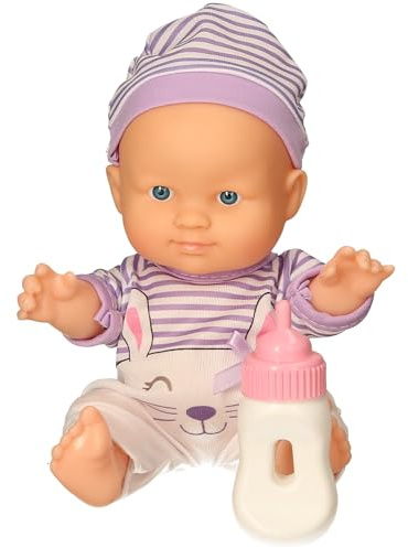 Atoz 23cm Caitlin Baby Doll with Feeder Bottle - Multicolour - 24cm x 16cm x 8cm - 2 Assorted