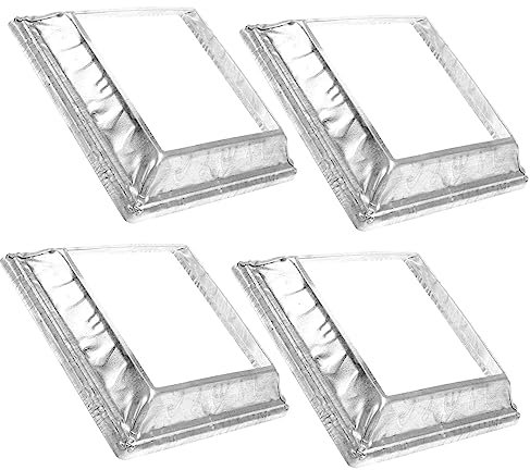 Tofficu 4pcs Galvanized Steel Deck Post Bases Square Column Wraps Metal Fence Post Skirts for Porch and Railing Sturdy 100x100mm for Outdoor Use
