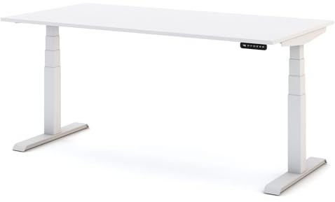 ASSMANN Kinderschreibtisch höhenverstellbar, Pitino, 140x80cm, TÜV-geprüft | stufenlose, elektrische Höhenverstellung von 52-121 cm, für Kinder & Erwachsene, 5 Jahre Garantie, Weiß/Weiß