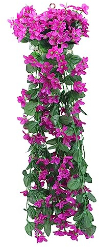 iplusmile 1 Juego Decoración de Pared con Flores Artificiales de Violeta de Flor Colgante Premium para Interiores y Exteriores para Bodas y Proyectos de Manualidades Incluye Soporte y