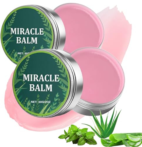 2 Pack Miracle Balm – Fast-Absorbing Herbal Joint Cream for Legs, Feet, Hands & Back, Non-Sticky Plant-Based Formula, Helps Soothe Joint & Muscle Tension, Moisturizing Care (60g Each)