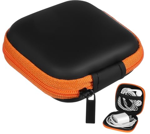 Étui pour Écouteurs Mini Carré en Eva et Tissu Orange | Format Boîte, Étanche, pour Clés et Câbles Usb, Usage Voyage et Quotidien, Design Lumineux et Élégant Couleur Aléatoire