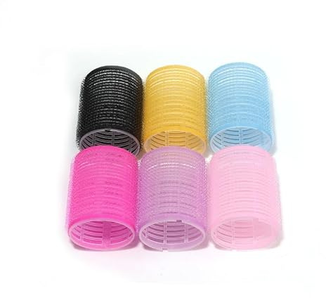 Lot de 6 bigoudis auto-adhésifs, plusieurs tailles, couleurs aléatoires (multicolore, 4,8)