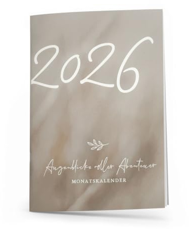 NORDEULE® Monatskalender Beige 2026 | 1 Monat 1 Doppelseite | Terminkalender A5 mit deutschen Feiertagen, Schulferien, Festtage, Zeitumstellung, Notizen, Jahresübersicht NORDEULE®