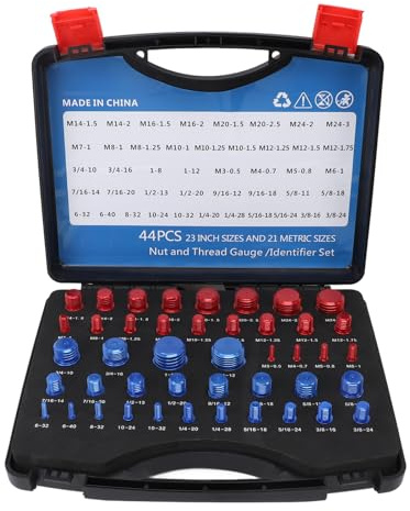 Set Filiera per Filettatura Contafiletti 44 Pezzi, Contafiletti Bulloni Dadi in Alluminio, Pollici e Metrici, Rosso e Blu - Misurazione Precisa, Identificazione Rapida, Ideale pe