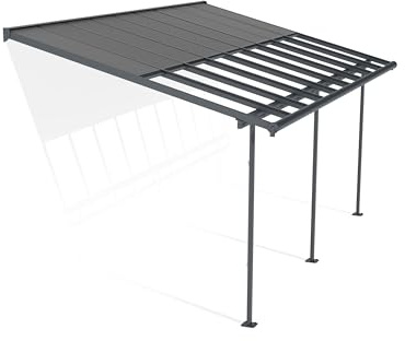 Canopia by Palram Sierra Cabrio Terrassenüberdachung 295x555cm – Grauer Aluminiumrahmen, Verstellbares Schiebe-Dachsystem, Doppelstegplatten in Grau Opal, UV-beständig & Wetterfest