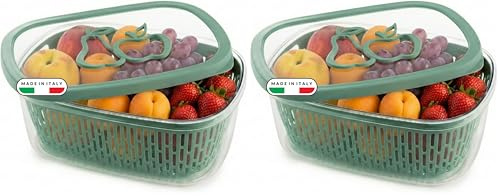 Snips Aroma Keeper Contenitore Frigo per Frutta e Verdura 4 L, Contenitore per Insalata con Griglia Interna Removibile, Salvafreschezza, Lavastoviglie, Verde, 28,5 x 20,5 x 11 cm, Made in Italy